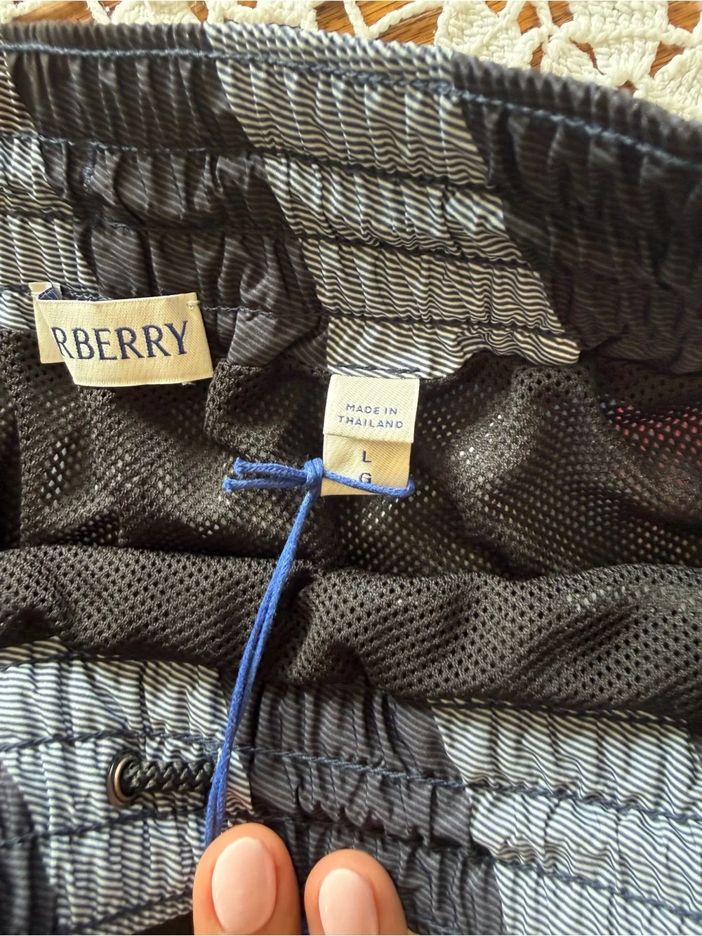 Burberry Carbon Blue and Black Check Men’s Swim Trunks